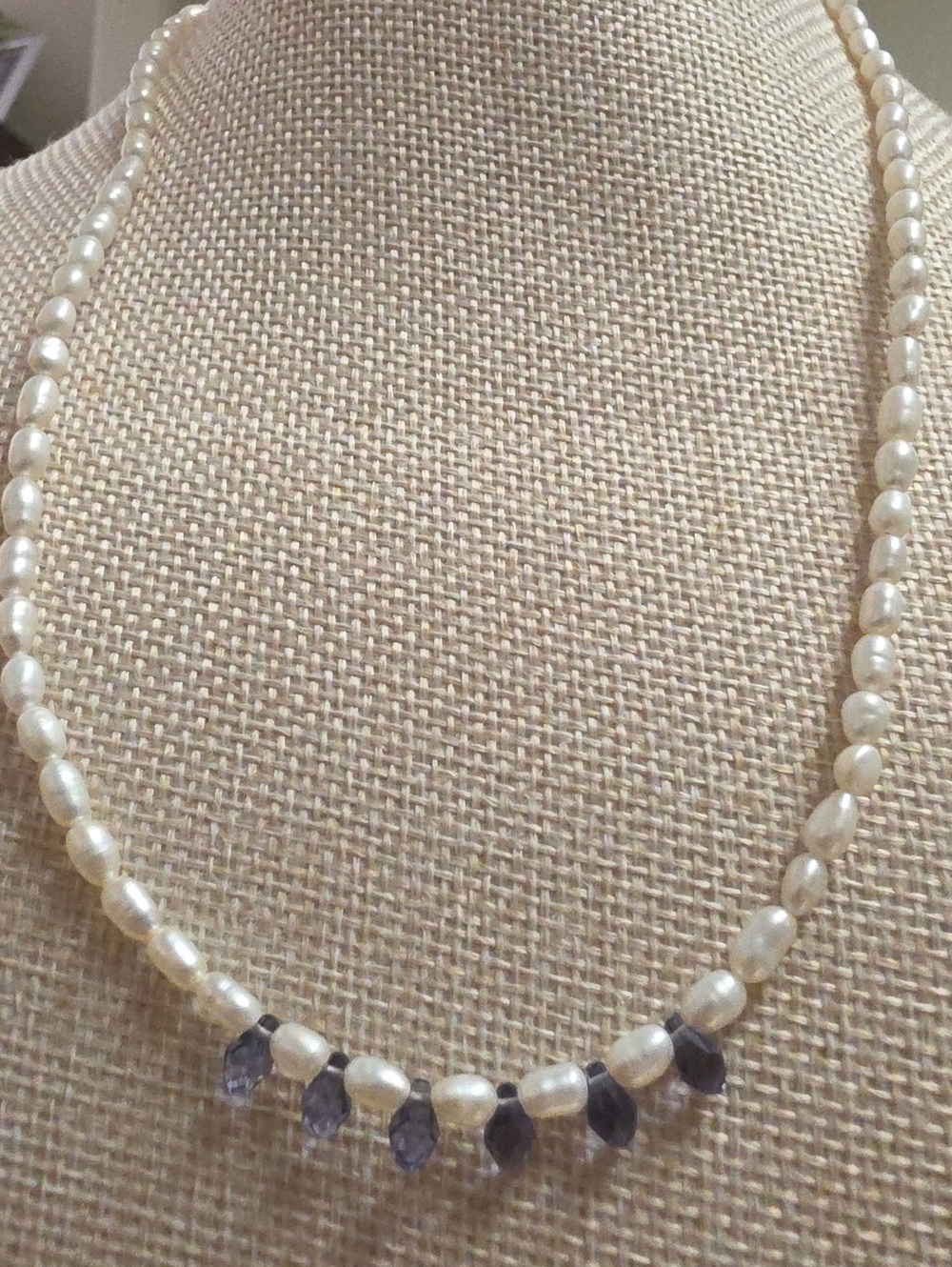 Vintage Rice Pearl And Glass Necklace